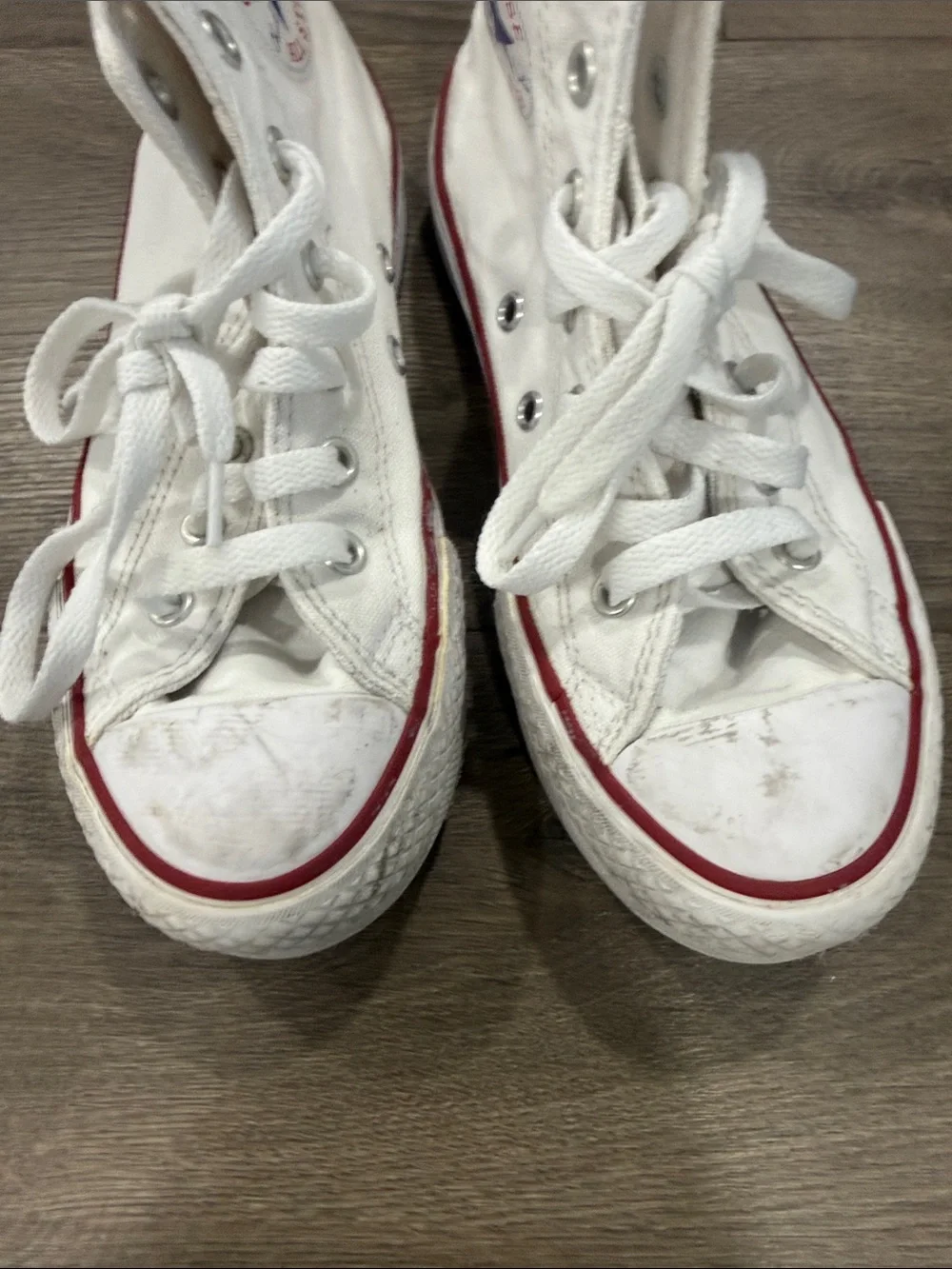 Converse Kids platform White High-Top Sneakers with Red Stripe